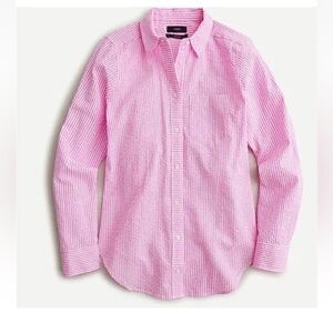 J.Crew Women Classic Pink Seersucker Button Down Size 4 $79.50